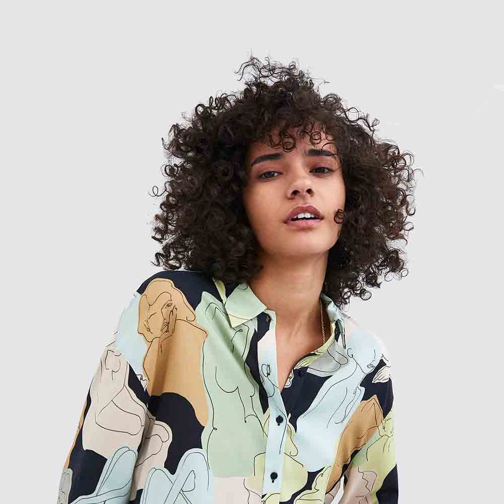 Abstract Print Cotton Blouse